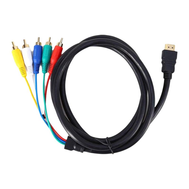 Manufacturer supplies 1.5-meter compatible HDMI high-definition cable, compatible HDMI adapter cable 5RCA, black.